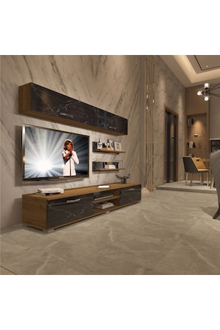 Decoraktiv Eko 5 Mdf Dvd Tv Ünitesi Tv Sehpası Pera - Siyah Mermer