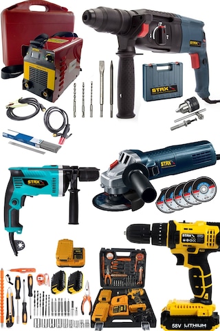 Staxx Power S5TKM Süper Usta Seti 5'li - 2.26 Kırıcı - 200A Kaynak Makinesi - Taşlama