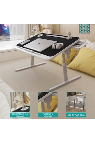 Karr Office Move - N6 Yükseklik Ayarlı Led Aydınlatmalı Siyah Laptop Sehpası Diğer