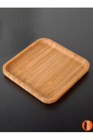 6 Adet Bambu Kare Servis Tabağı, Sunum Seti 25x25 Cm Bambu