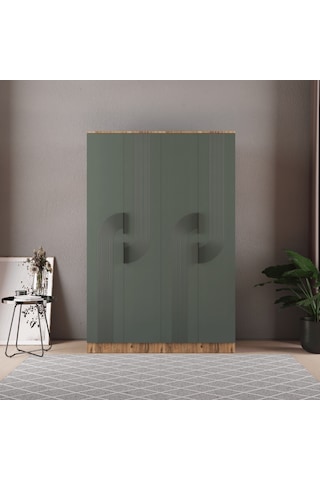 Ekin 4 Kapaklı Eko Bazalı Gardırop - Mdf Kapak Yeşil