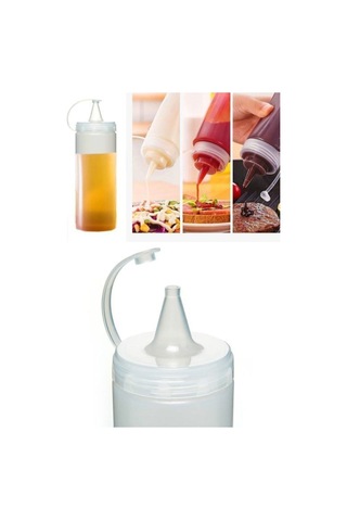4 Adet Sızdırmaz Kapaklı Plastik Yağ Şişesi Ve Sos Şişesi 400 Ml Gri Diğer