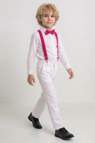 Mnk Baby & Kids Beyaz Pantolon Gömlekli Erkek Çocuk Takım M00809 Fuşya