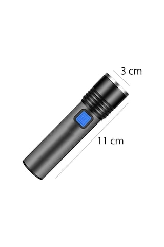 Ht-015 Mini Profesyonel Ultra Güçlü T6 Led Zoom'lu El Feneri 350 Siyah