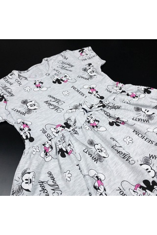 Momikon Mickey Mouse Desenli Elbise Gri