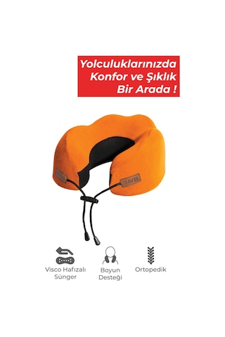 Viscofoam Cosy Ortopedik Seyahat Yastığı Visco Boyun Destekli Seyahat Yastığı - Turuncu | Ergo Travel