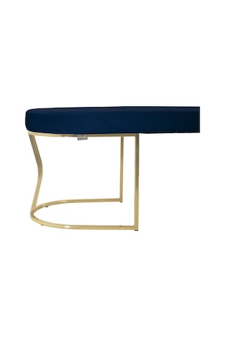 Viego Gold Smooth- Mavi Kapitoneli Model Puf & Bench & Koltuk- Oturak-uzun Makyaj Puff-yatak Odası Ucu &önü