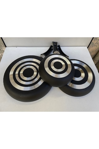 Enashop 3 Lü Tava Seti 16cm-20cm-24cm Yapışmaz Yüzey Isıya Dayanıklı Şık Ve Pratik Siyah