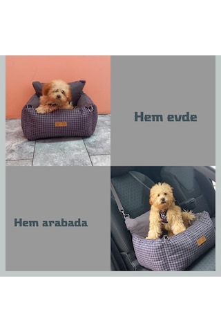 3 Fonksiyonlu Köpek Koltuk- Yatağı-taşıma Çantası-araba Koltuğu-evde Dışarda Arabada Gri Kazayağı, Large