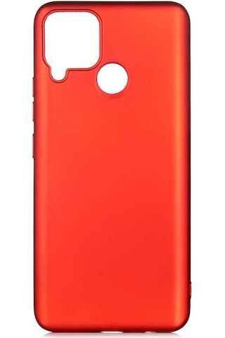 Noktaks - Realme Uyumlu Realme C25 / C25s - Kılıf Mat Renkli Esnek Premier Silikon Kapak - Kırmızı