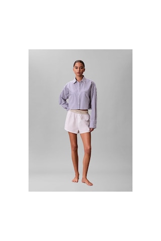 Calvin Klein Beyaz Kadın Pijama Alt Logo Super Poplın Short-16137