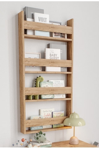 Afilli Montessori Çocuk Odası Kitaplığı Mdf Kitaplık 10x54x120 Cm Safir Meşe