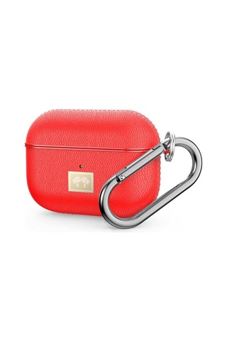 Airpods Pro 2 Uyumlu Deri Görünümlü Askı Aparatlı Wlons Kılıf Kırmızı