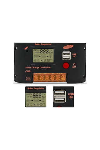 Youmex Akıllı Pwm Güneş Şarj Kontrol Cihazı - 10a Lityum/kurşun Asit Uyumlu, Lcd Ekranlı