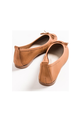 Luvishoes 01 Taba Cilt Kadın Babet Taba