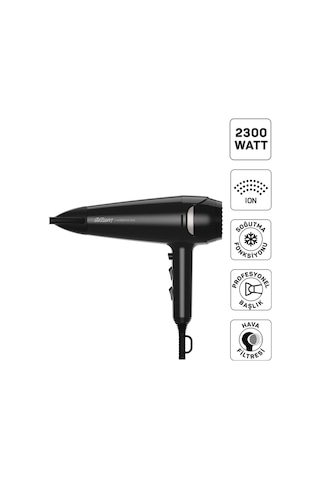 Arzum AR5138 Hairstar Ion Saç Kurutma Makinesi 2300 W, 2 Hız, 3 Isı Ayarı, Siyah