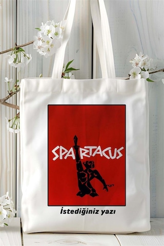 Art Hediye Spartacus Spartaküs Baskılı Bez Çanta Omuz Çantası Kişiye Özel Desen 3 Çok Renkli