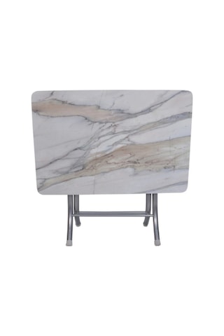 Dekoratif Beyaz Mermer Desenli Katlanabilir Masa Yemek Masası Çalışma Masası 60 90 Diğer