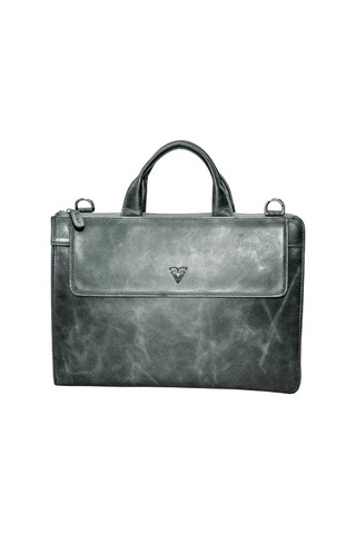 Hakiki Deri Laptop Askılı Evrak Çantası / 9517 Gri Dumanlu-133267 Siyah