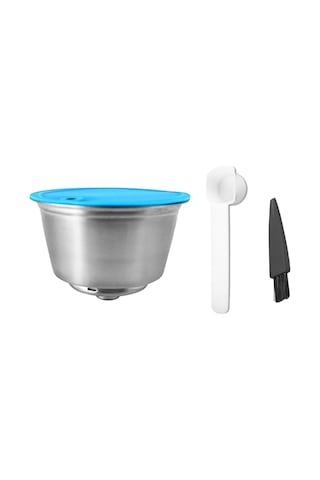 Leezsing 304 Paslanmaz Çelik Tekrarlı Kahve Kapsülü Mavi Kapak - 10g Kapasite, Dolce Gusto Uyumlu + Kaşık Ve Fırça Seti Diğer