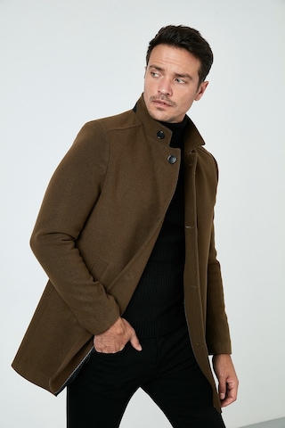 Buratti Slim Fit Düğmeli Dik Yaka Kaşe Erkek Kaban 5840099 Taba