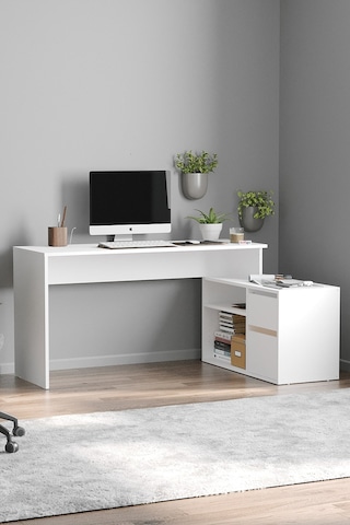 Çalışma Masası Fonksiyonel Çalışma Masası Ofis Masası Beyaz Beyaz