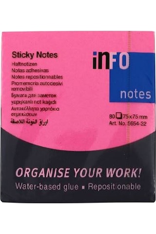 Info Notes 75x75 Fosfor Pembe Postit 80 Yp 565432