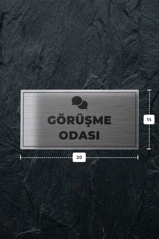 Görüşme Odası Yazılı - Metal - Gümüş Renk - Kapı İsimliği - 30x15 Cm