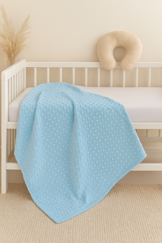 Aksu Tomurcuk Bebek Battaniyesi + Boyunluk Bebe Mavi