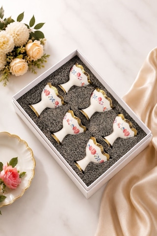 6lı Ayaklı Porselen Tek Kişilik Lokumluk/ Drajelik Pink-6093 Pembe