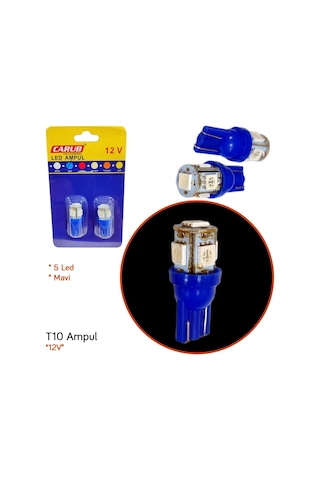 Carub 12v T10 Ampul 5 Led Smd Mavi Br0400234