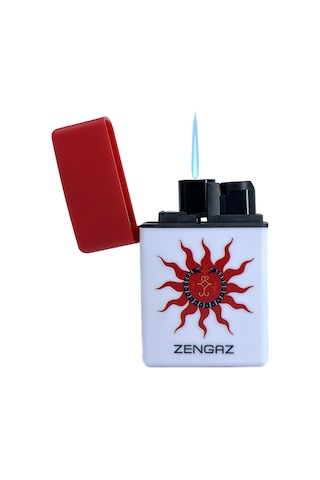 Zengaz Cool Tasarım Jet Alev Çakmak - Solar Ouroboros Edition Beyaz