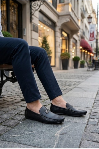 Pierre Cardin 90305 Rahat Esnek Hakiki Deri Erkek Loafer Ayakkabı Siyah