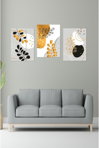 Notpa 3' Lü Tablo Set Altın Çiçekler 21 X 30 8692016028172