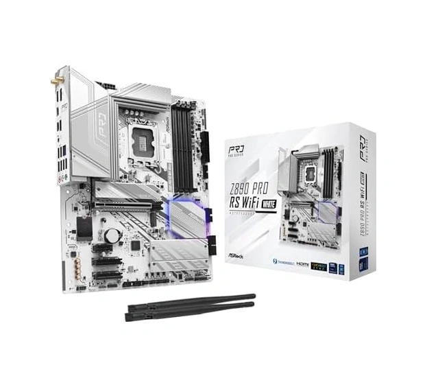 Asrock Z890 Pro Rs Wifi 6e Beyaz Intel Core Ultra Lga1851 Rl-ılm Ddr5 8666 Mhz 256 Gb Atx Anakart M.2