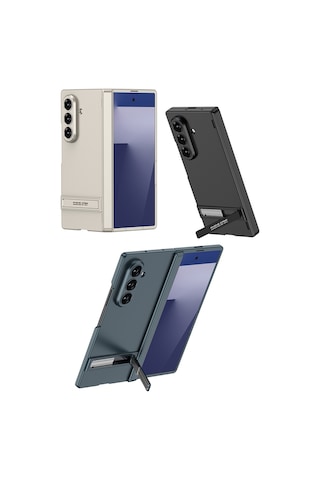 Teleplus Samsung Galaxy Uyumlu Z Fold 7 Kılıf Standlı Sert Kıpta Kapak