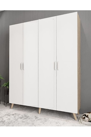 Duke 4 Kapaklı Ayakkabılık Meşe Beyaz 180 Cm M2