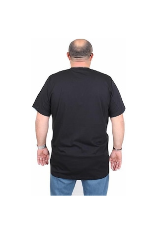 Starbattal Erkek Büyük Beden Sıfır Yaka Tişört Lets Go 25161 Sıyah Siyah