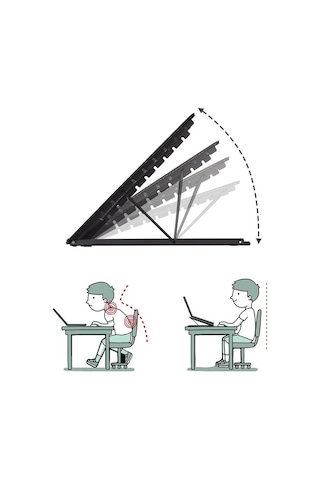 Dizüstü Bilgisayar Standı 34x29.5cm Alüminyum Alaşımlı Ayarlanabilir Dizüstü Bilgisayar Yükseltici Ergonomik Dizüstü Bilgisayarlar Asansör - Siyah