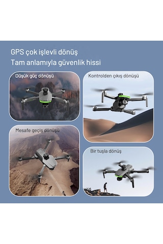 Piha S155 Drone 3 Axis Gimbal 2 Batarya İle 60 Dakika Uçuş Süresi Beni Takip Et Modu 4K HD Kamera Ve Lazerli Engelden Kaçınma Modu