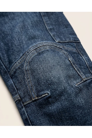 Durt Koyu Mavi Jean Motosiklet Pantolonu Lacivert