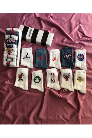 10 Lu Kutulu Basketbol Takim Karakterli Neşeli Renkli Kolej Tenis Çorap