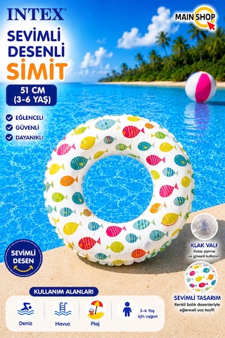 Mainshop Intex Çocuk Deniz Simidi 51 Cm - Havuz Simidi 3-6 Yaş M-59230