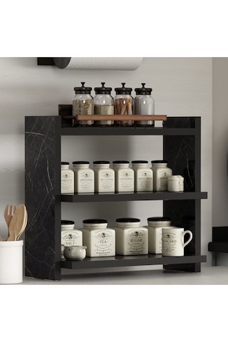 Zen Mutfak Rafı - Mermer Siyah