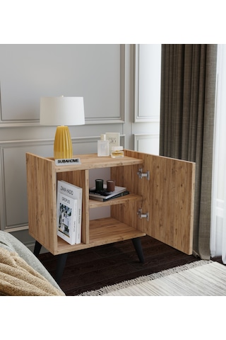 50 Cm Mdf Modern Ayaklı Ahşap Komodin Çok Amaçlı Dolap Yan Sehpa