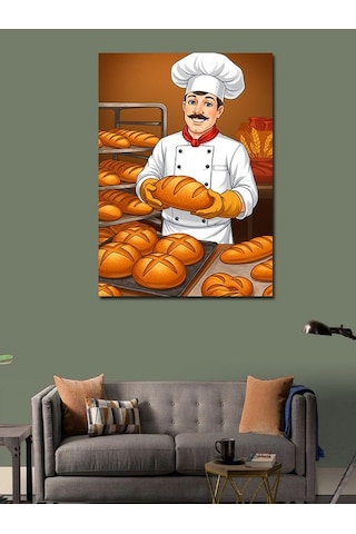 Kanvas Tablo Fırıncı Ve Taze Ekmekler 50cmx70cm