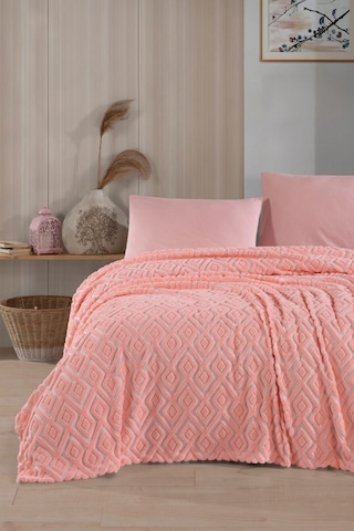 Formeya Jakarlı Wellsoft Çift Kişilik Yatak Örtüsü Pike Pudra