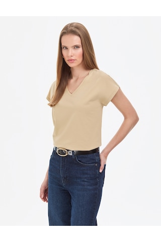 Pierre Cardin Kadın Bej Tişört Basic 50325454-vr011