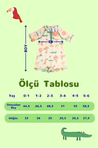 Soleda UV Korumalı UPF 50+ Bebek Çocuk Mayosu Safari Jungle Sarı