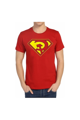 Bant Giyim - Superman Red Son Kırmızı Erkek T-shirt Tişört Kırmızı